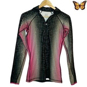 NIKE Pro Dri-Fit 1/4 Zipper Geometric Print Mock Neck Long Sleeve Size Small